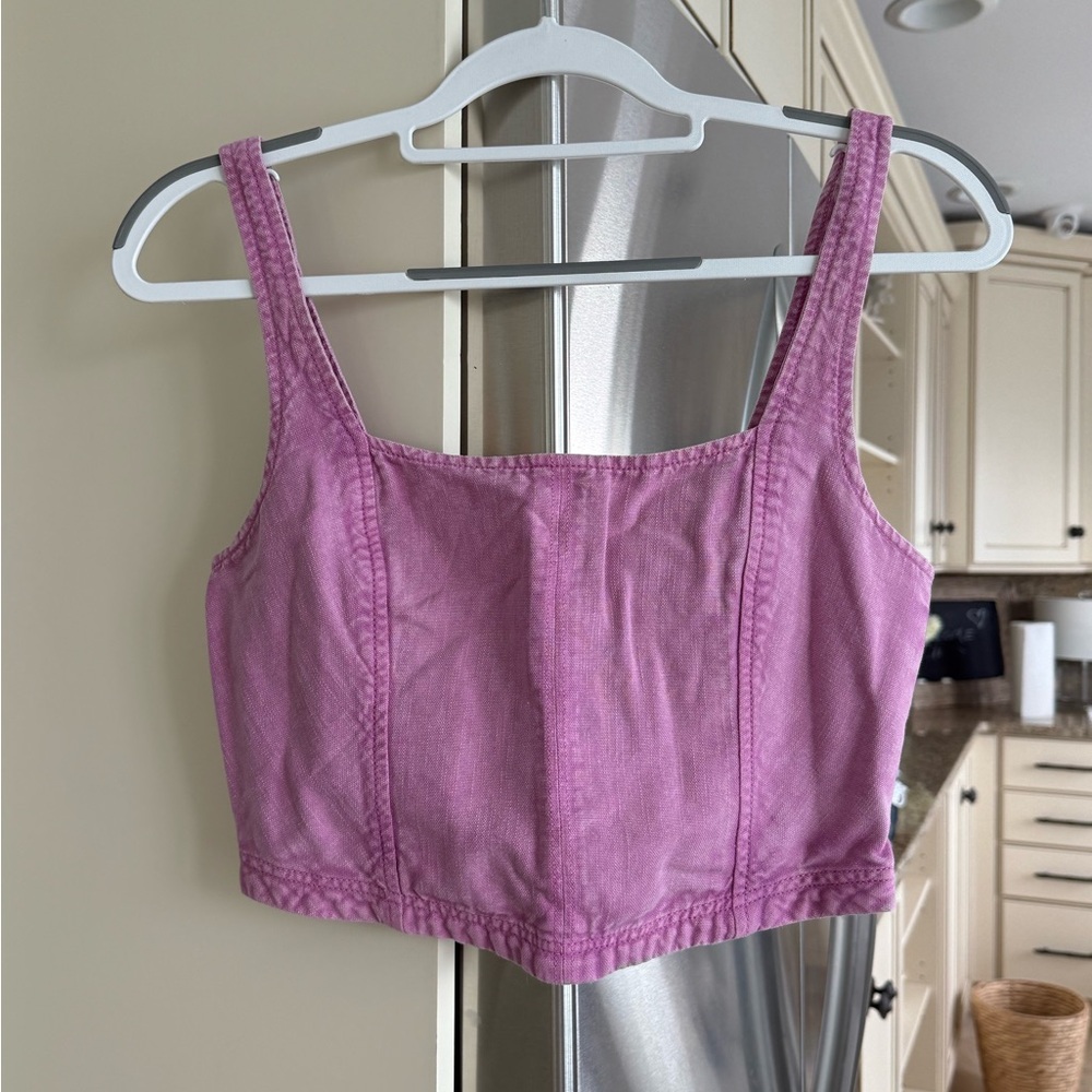 Pilcro Purple Cropped Fitted Tank Top